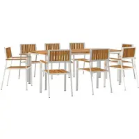 vidaXL Buiten Eettafel Set 9 st 200 x 90 x 75 cm