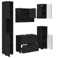 vidaXL Badkamermeubel Set 5 st Zwart 35 x 30 x 192 cm
