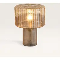 LUSENZ Ferano - Tafellamp Amber glas 35 cm - Vintage tafellamp - Tafellamp woonkamer - E27 fitting - Met aan/uit-schakelaar
