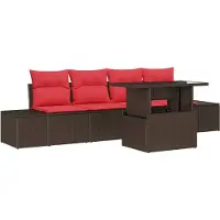 vidaXL Tuinset, 5-delig, bruin en rood, voor 4 personen