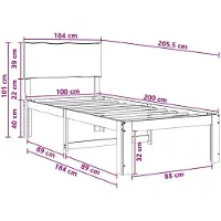 vidaXL Eenpersoonsbed met hoofdbord ROSTOCK Donkerbruin 100 x 200 cm