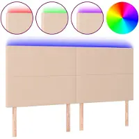 vidaXL Hoofdbord LED 160x5x118/128 cm kunstleer cappuccinokleurig