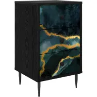 vidaXL Nachtkastje WIJHE Zwart eiken 36 x 33 x 61 cm Bewerkt hout