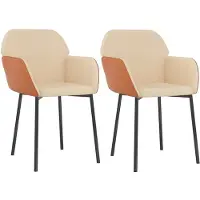 vidaXL Eetkamerstoelen 2 st stof en kunstleer crèmekleurig