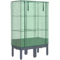 vidaXL Verhoogde tuinbed met kasopbouw, rattanlook, 80x40x140 cm
