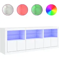 vidaXL Dressoir met LED-verlichting, wit, 181,5 x 37 x 67 cm