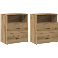 vidaXL Nachtkastjes 2 st 50x32x60cm bewerkt hout artisanaal eikenkleur