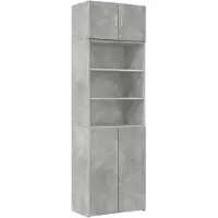 vidaXL Opbergkast 70x42,5x225 cm bewerkt hout betongrijs