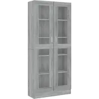 vidaXL Vitrinekast 82,5x30,5x185 cm bewerkt hout grijs sonoma eiken