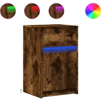 vidaXL nachtkastje met LED-verlichting bewerkt hout gerookt eikenkleur