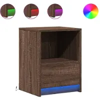 vidaXL Nachtkastje met LED-verlichting bewerkt hout bruin eikenkleur
