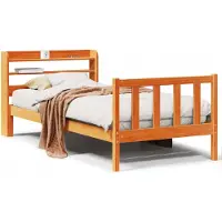 vidaXL Bedframe met hoofdbord massief grenenhout wasbruin 100x200 cm