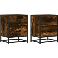 vidaXL Nachtkastjes 2 st 40x31x50 cm bewerkt hout gerookt eikenkleurig