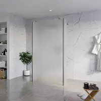 FortiFura Galeria Vrijstaande Inloopdouche - 110x200cm - glas mat - antikalk - 8mm veiligheidsglas - 2 zijwanden 30cm - wandsteunen en hoekprofielen - PVD - geborsteld gunmetal (antraciet) SW927771