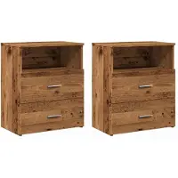 vidaXL Nachtkastjes 2 st 50x32x60 cm bewerkt hout oud houtkleurig