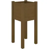 vidaXL Plantenbak 31x31x70 cm massief grenenhout honingbruin