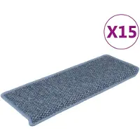 vidaXL Trapmatten zelfklevend 15 st sisal-look 65x21x4 cm blauw
