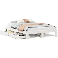 vidaXL Bedframe zonder matras massief grenenhout wit 140x190 cm