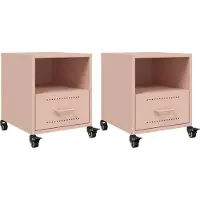 vidaXL Nachtkastjes 2 st 36x39x43,5 cm staal roze