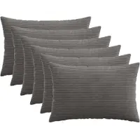 vidaXL Kussensloop 6 st HEERLEN Donkergrijs 40 x 60 cm corduroy