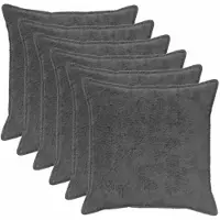 vidaXL Kussensloop 6 st HOUTEN Donkergrijs 60 x 60 cm Nep Konijnenbont