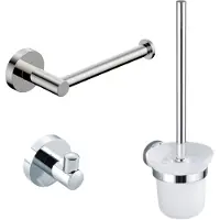 FortiFura Calvi Toiletset - toiletborstelhouder - open - handdoekhaak - toiletrolhouder - zonder klep - chroom SW639922/SW639924/SW639926