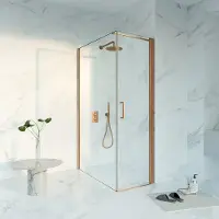 FortiFura Galeria Douchecabine - 60x120x200cm - profiel veiligheidsglas - antikalk - PVD - geborsteld koper SW1122472/SW797917/SW876702