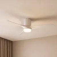 LUCANDE LED plafondventilator Novri, wit, Ø 132 cm, CCT Novri, wit / opaal, Woon-/ Eetkamer, Modern