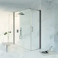 FortiFura Galeria Douchecabine - 60x180x200cm - profiel veiligheidsglas - antikalk - PVD - geborsteld gunmetal (antraciet) SW1122471/SW797920/SW797907