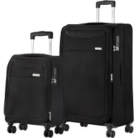 Carryon Air Kofferset 2-delig - Zachte handbagage 55cm + Grote koffer 77cm - Expander - Voorvak - Zwart
