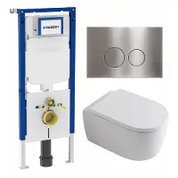 Geberit QeramiQ Dely Swirl Toiletset - 36.3x51.7cm - UP720 Duofix Sigma inbouwreservoir - 35mm zitting - bedieningsplaat steel - ronde knoppen - glans wit SW1237202/SW706194/SW1159505/SW1026256