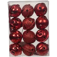 Décoris Kerstbelletjes | | 12 stuks (Ø 3 cm, Metaal, Rood)