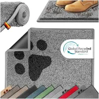 Kesser Schoonloopmat - Antislip deurmat binnen en buiten - Wasbaar - Lichtgrijs pootjesmotief 50x80 cm