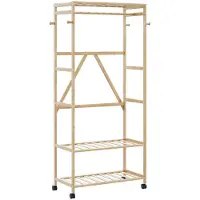 vidaXL Kledingrek met schappen en wielen 90x40x179,5 cm bamboe