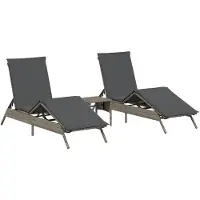 vidaXL Ligbedden 2 st met tafel poly rattan grijs