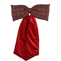 Décoris Kerststrik | | 48 x 80 cm (Rood, Geruit, Fluweel)