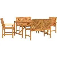vidaXL Tuin Eettafel Set 5 st Bruin 150 x 90 x 74 cm