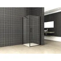 Wiesbaden Salone Cabine - 100x100x200cm - met 1 draaideur - 8mm - nano helder glas - mat zwart 20.3766