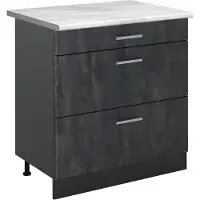 Vicco Keukenonderkast R-Line Zwart beton/Antraciet 80 cm met 3 laden marmer werkblad, Model 72406