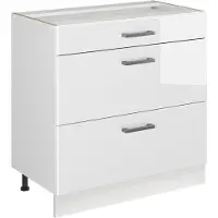 Vicco Keukenonderkast R-Line Wit Hoogglans/Wit 80 cm met 3 laden zonder werkblad, Model 72371