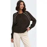 JDY Gebreid vest 'JDYZoey Ella' donkerbruin / natuurwit