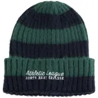We fashion gestreepte muts - donkerblauw/donkergroen Jongens Acryl Streep - maat S