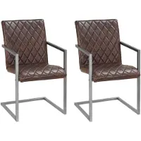 vidaXL Eetkamerstoelen 2 st echt leer bruin