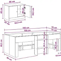 vidaXL Loft Bed Frame met Kast met opslag 3 st Zwart Bewerkt hout