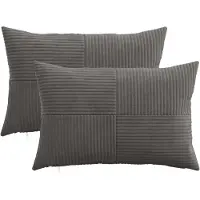 vidaXL Kussensloop 2 st ALMELO Donkergrijs 30 x 50 cm corduroy