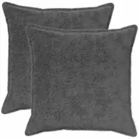 vidaXL Kussensloop 2 st HOUTEN Donkergrijs 80 x 80 cm Nep Konijnenbont