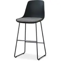 Nolon Nino-Liv barkruk zwart met zeegrijs Zitkussen - zwart onderstel - 75 cm