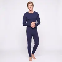 Gaubert Wollen Thermo Ondergoed Set voor Heren - Merino Wol - Thermoshirt Thermobroek - Ademend - Donkerblauw - Maat M 150-Navy-M