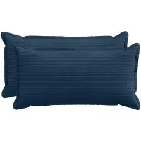 vidaXL Kussensloop 2 st HOUTEN Marineblauw 40 x 80 cm corduroy