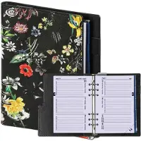 Kalpa 1016-12 hervulbare A5 Ringband Organizer Zee van bloemen zwart 1 week per 2 paginas 2026-2027-2028